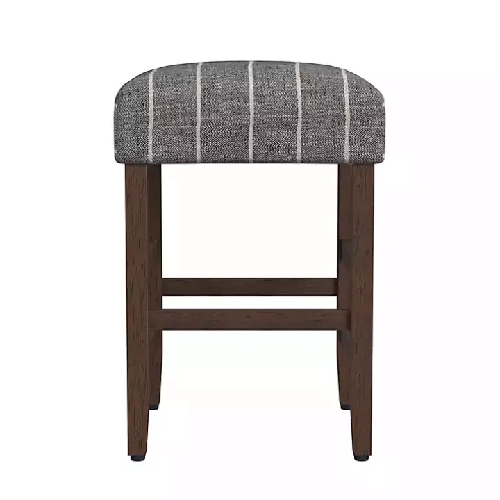 Steel Blue and White Striped Backless Stool