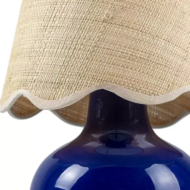 Stella Blue Diminuta Table Lamp with Woven Shade