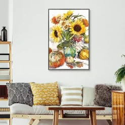 Sunflower Mason Jar Framed Canvas Art Print