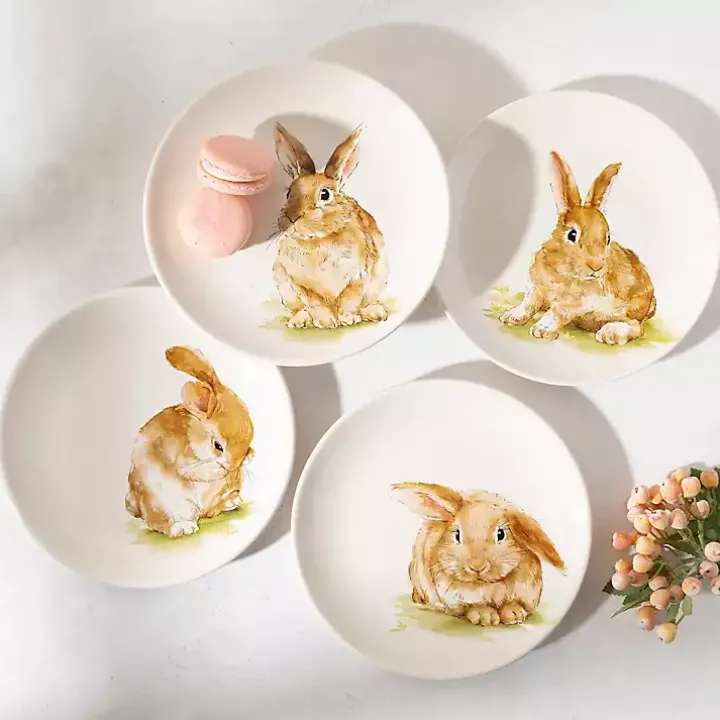 Sweet Bunny Salad Plates, Set of 4