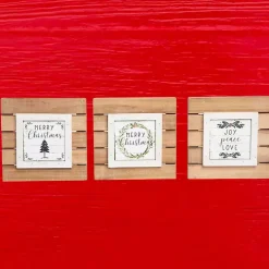 Tabletop Wood Plank Christmas Plaques, Set of 3