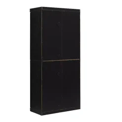 Tall Black Wood and 4-Door Storage Cabinet
