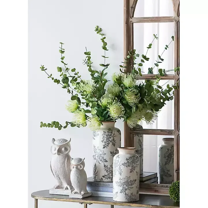 Tall Gray and Ivory Vase