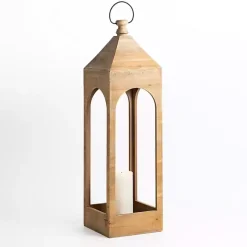 Tall Natural Wood Open Lantern