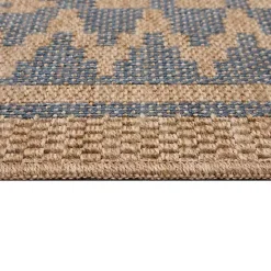 Tan & Navy Zig Zag Indoor/Outdoor Area Rug, 5x7