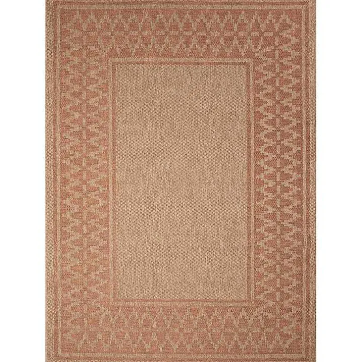 Tan & Orange Zig Zag Indoor/Outdoor Area Rug, 7x9