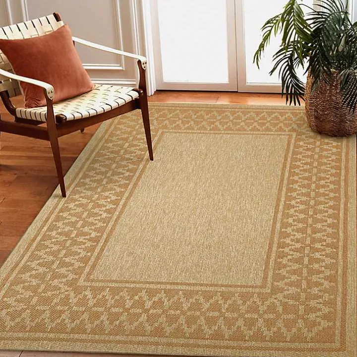 Tan & Orange Zig Zag Indoor/Outdoor Area Rug, 7x9