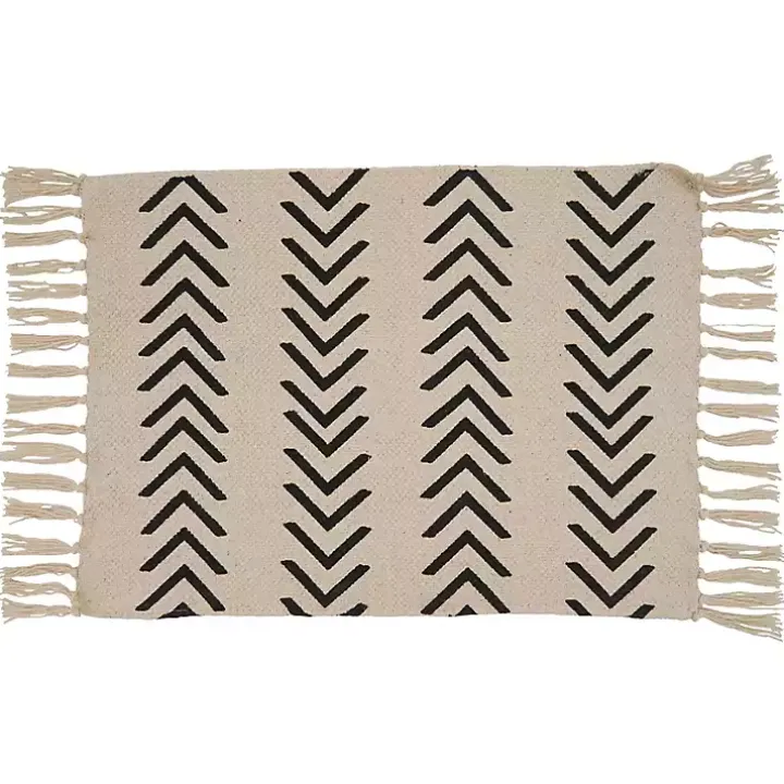 Tan and Black Chevron Cotton Placemats, Set of 4