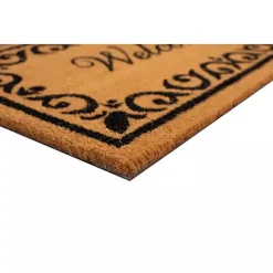 Tan and Black Scroll Welcome Doormat, 48x30 in.