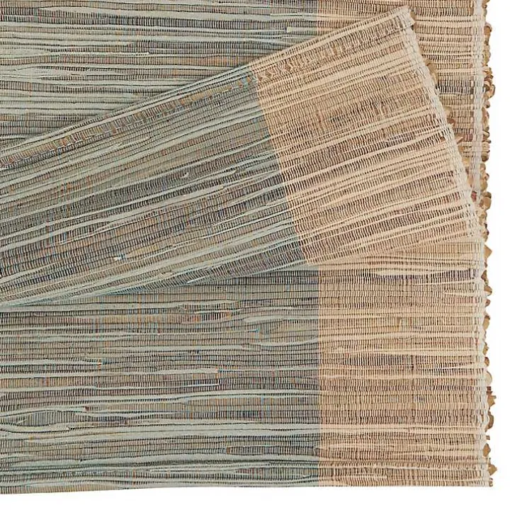 Tan and Blue Shimmer Banded Table Runner