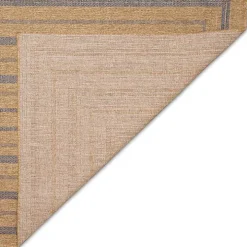 Tan and Navy Framed Indoor/Outdoor Area Rug, 7x9