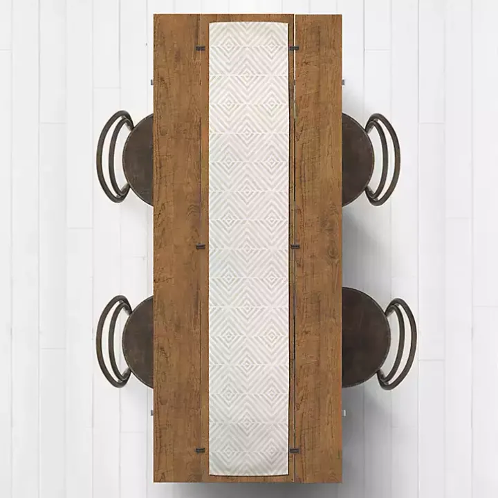 Tan and White Diamond Table Runner, 72 in.