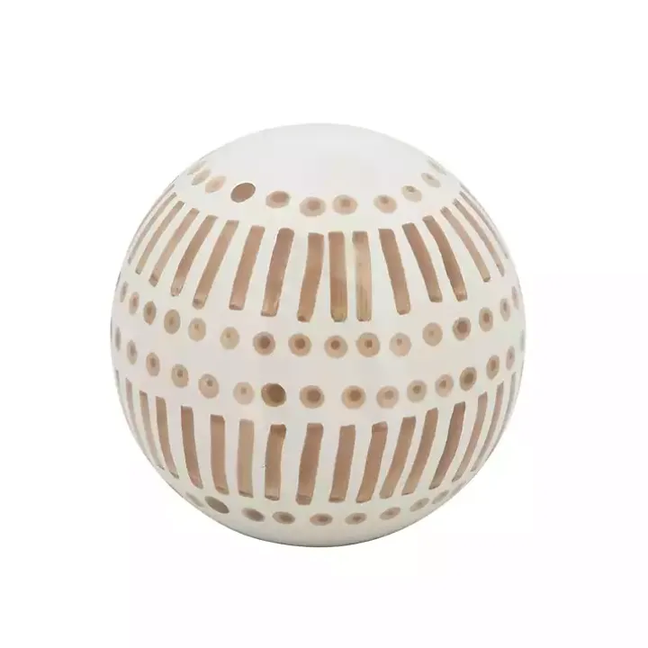 Tan and White Patterned Orbs, Set of 3