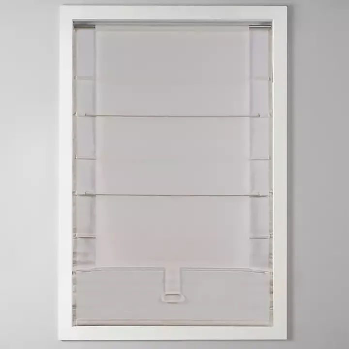 Tan Basketweave Cordless Roman Shade, 27 in.