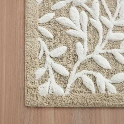 Tan Botanical Cotton Bath Mat, 34 in.