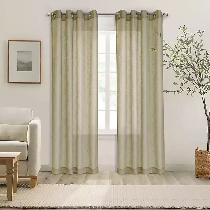 Tan Boucle Sheer Single Curtain Panel, 63 in.