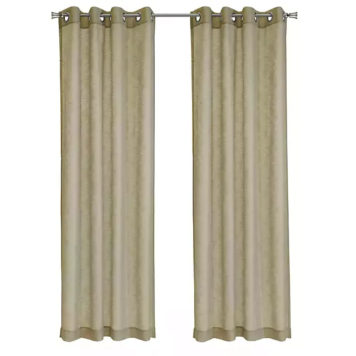 Tan Boucle Sheer Single Curtain Panel, 95 in.