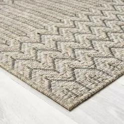 Tan Chevron Indoor/Outdoor Area Rug, 5x7