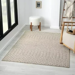 Tan Chevron Indoor/Outdoor Area Rug, 7x9