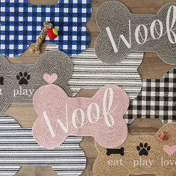 Tan Eat Play Love Bone-Shaped Pet Bowl Mat
