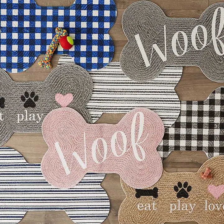 Tan Eat Play Love Bone-Shaped Pet Bowl Mat