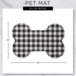 Tan Eat Play Love Bone-Shaped Pet Bowl Mat