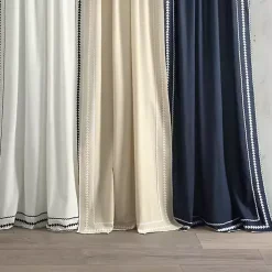 Tan Embroidered Ric Rac Curtain Panel, 84 in.