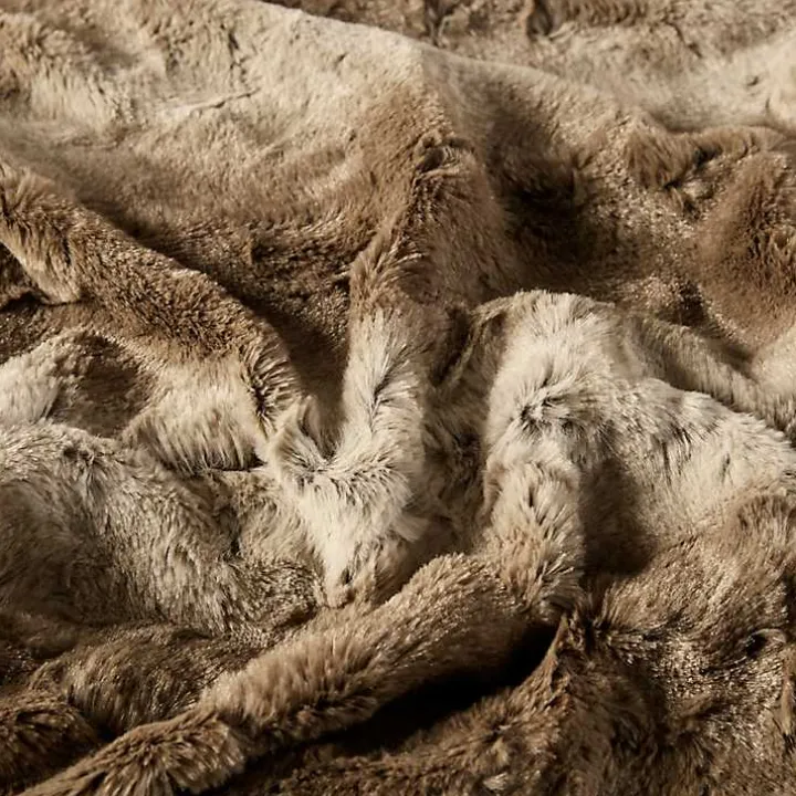 Tan Faux Fur Oversized Throw Blanket