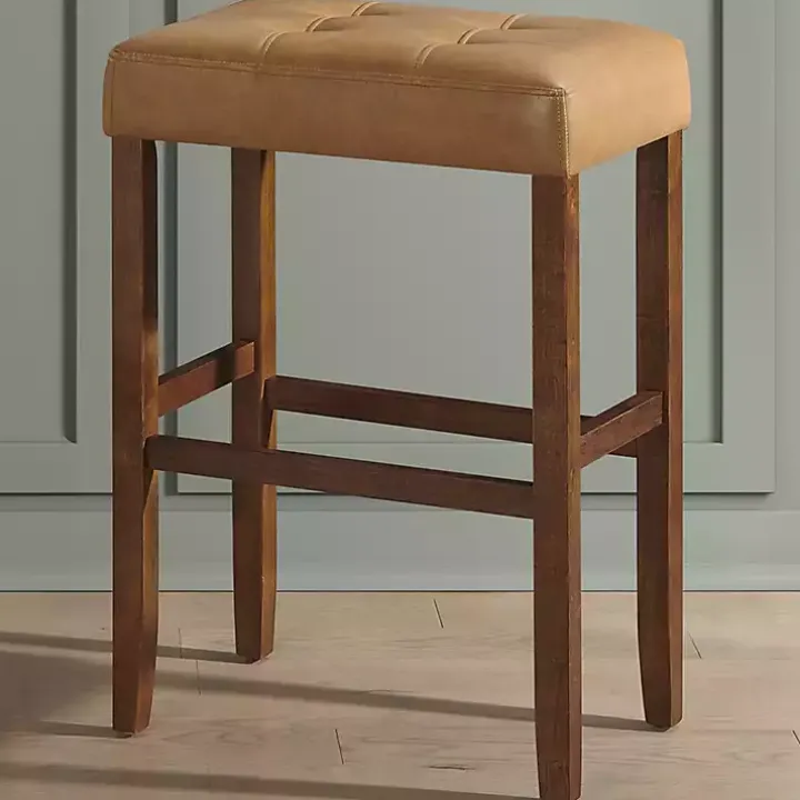 Tan Faux Leather Madison Walnut Bar Stool