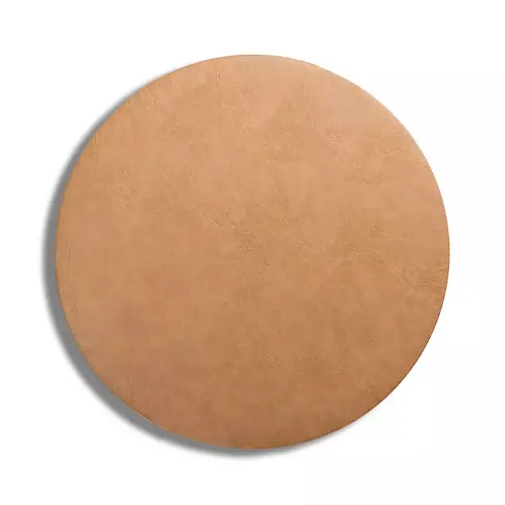 Tan Faux Leather Round Placemat