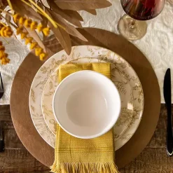Tan Faux Leather Round Placemat