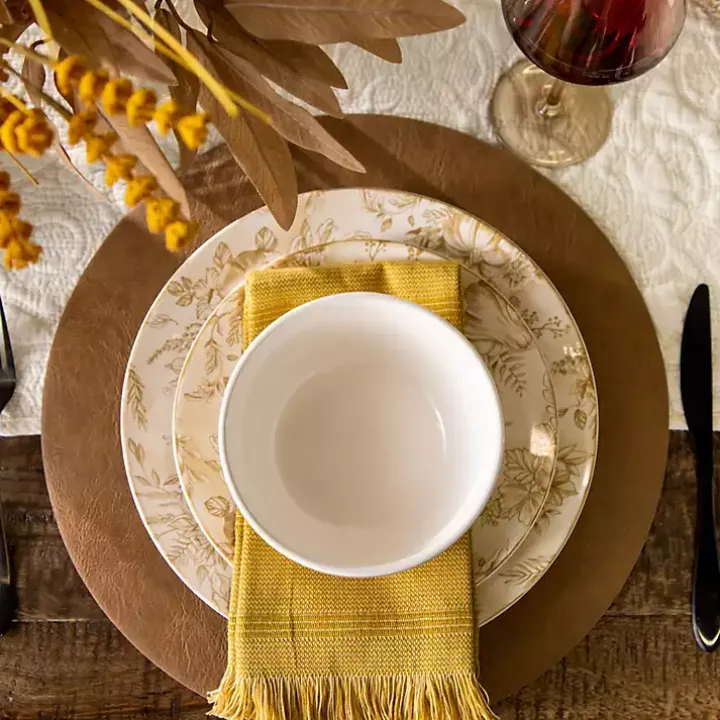Tan Faux Leather Round Placemat