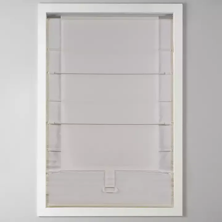 Tan Faux Silk Room Darkening Roman Shade, 31 in.