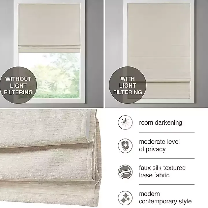 Tan Faux Silk Room Darkening Roman Shade, 31 in.