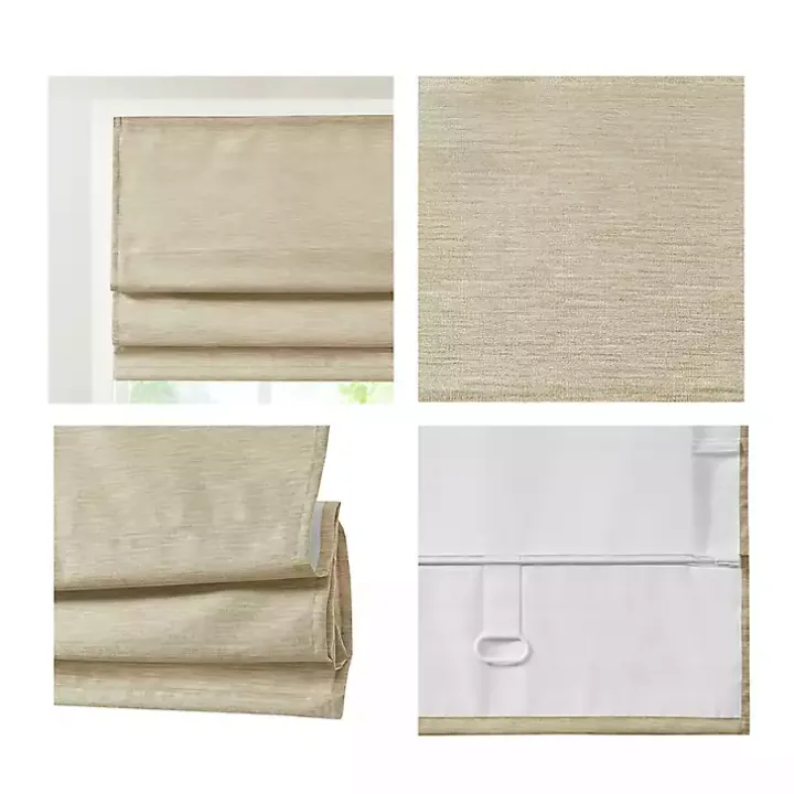 Tan Faux Silk Room Darkening Roman Shade, 35 in.