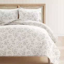 Tan Floral Reversible 3-pc. King Quilt Set