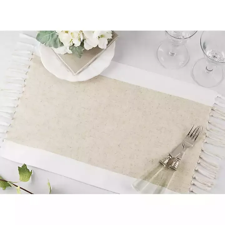 Tan Fringed Two Tone 4-pc. Placemat Set
