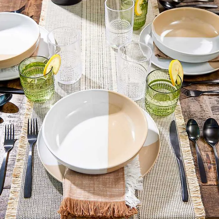 Tan Half Dipped Reactive Dinner Plate