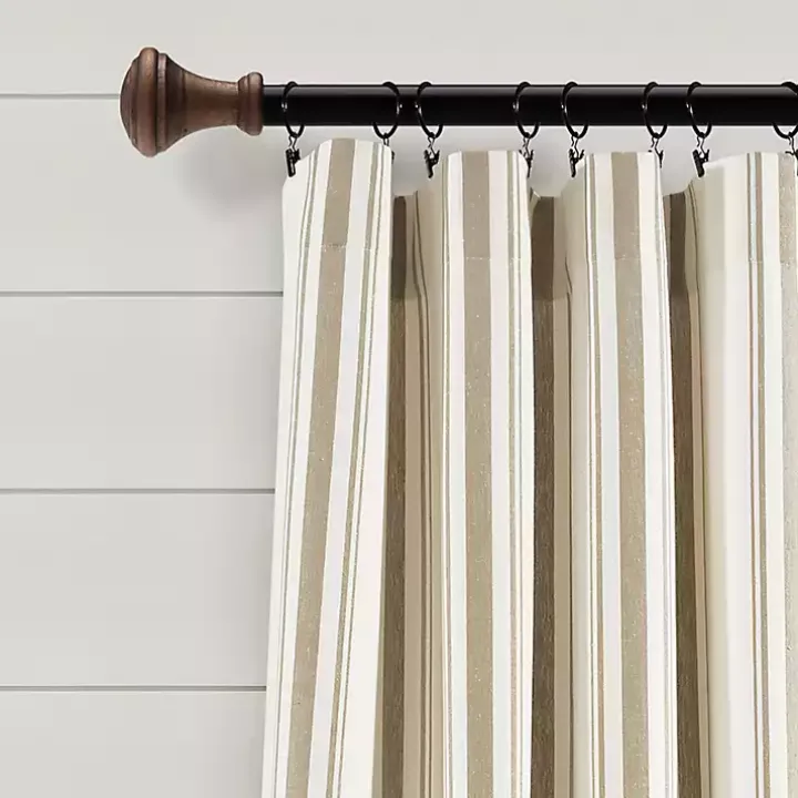 Tan Stripe Farmhouse Curtain Panel Set, 95 in.