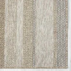 Tan Striped Indoor/Outdoor Area Rug, 7x9