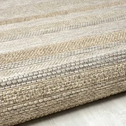 Tan Striped Indoor/Outdoor Area Rug, 7x9