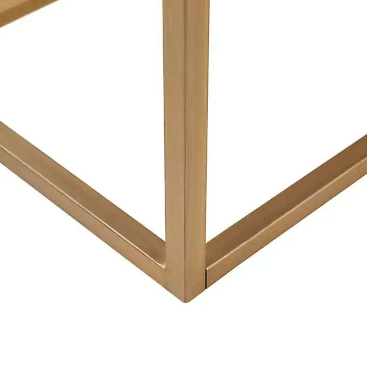 Tan Tufted Bronze Metal Bench