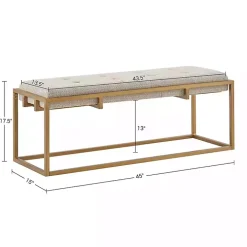Tan Tufted Bronze Metal Bench