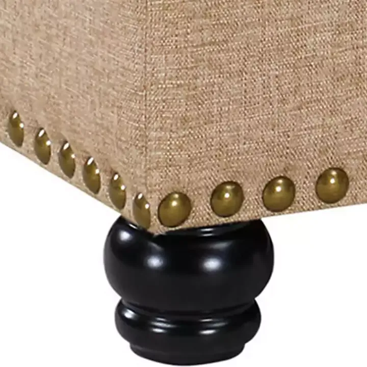 Tan Upholstered Carey Storage Ottoman Bench