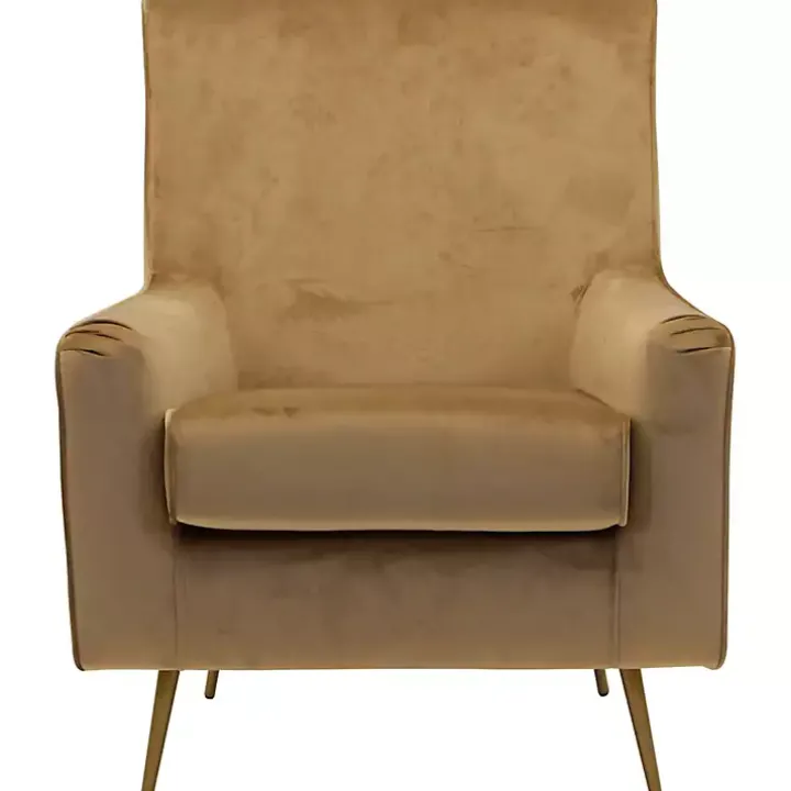 Tan Velvet Lana Accent Chair
