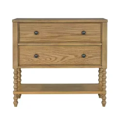 Tan Wood Turned Legs 2-Drawer Chest
