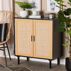 Tara Two-Tone Espresso Rattan Cabinet