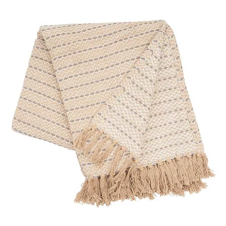 Taupe Chevron and Dash Throw