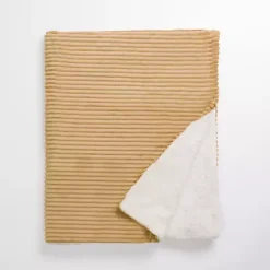 Taupe Corduroy Sherpa Throw