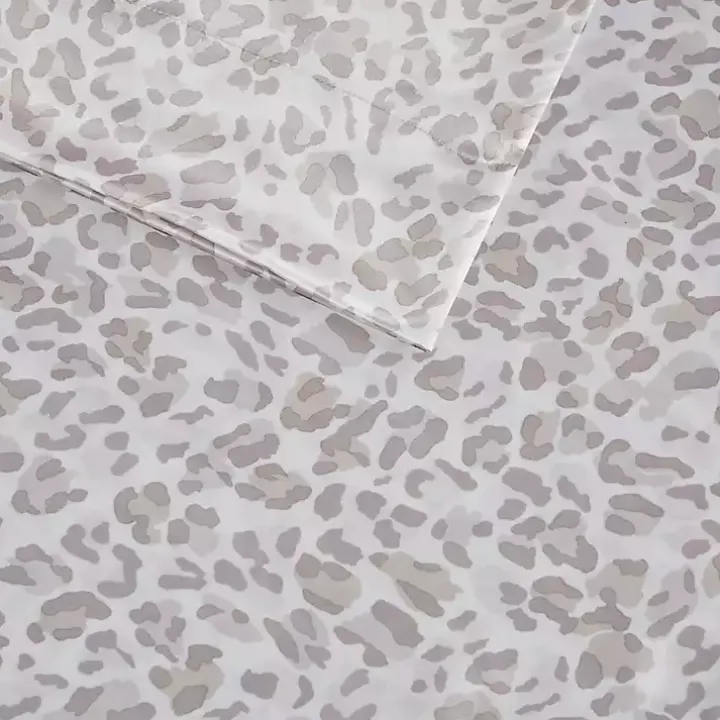 Taupe Leopard Print Satin 3-pc. Twin Sheet Set